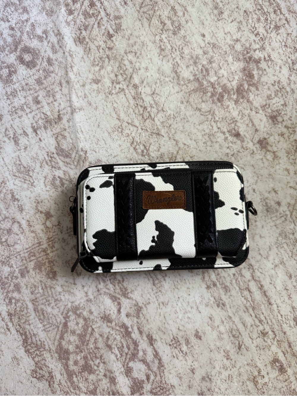 Wrangler Black & White Cow Print Belt Bag - Picture 3 of 8